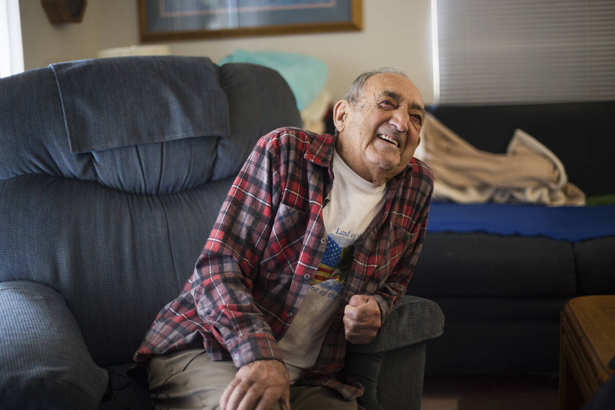 Onofrio "No-No" Zicari, then 96, speaks to the Review-Journal at his home in Las Vegas on April ...