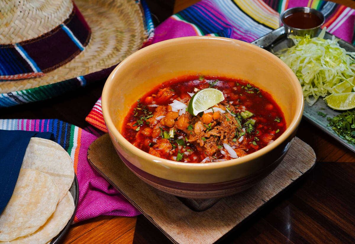 Pork posole for Cinco de Mayo 2024 from Flanker Kitchen + Sports Bar in Mandalay Bay on the Las ...