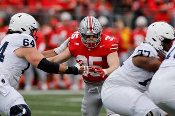 Ohio State linebacker Tommy Eichenberg plays against Penn State during an NCAA college football ...