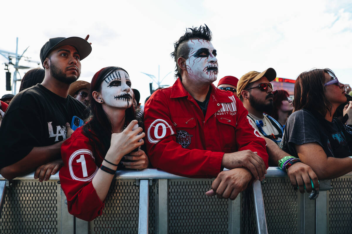 Slipknot fans take in a set by A Perfect Circle during the Sick New World music festival at the ...