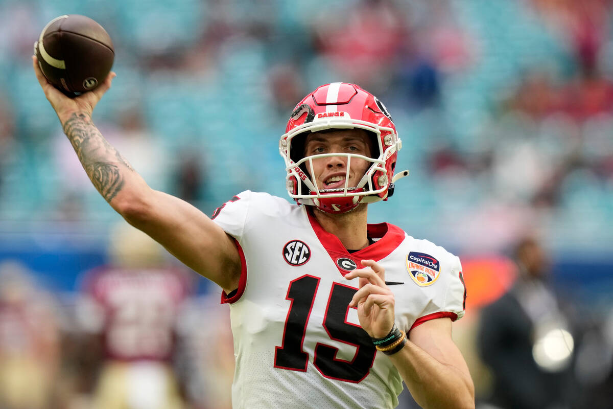 Georgia quarterback Carson Beck (15) during the first half of Orange Bowl NCAA college football ...