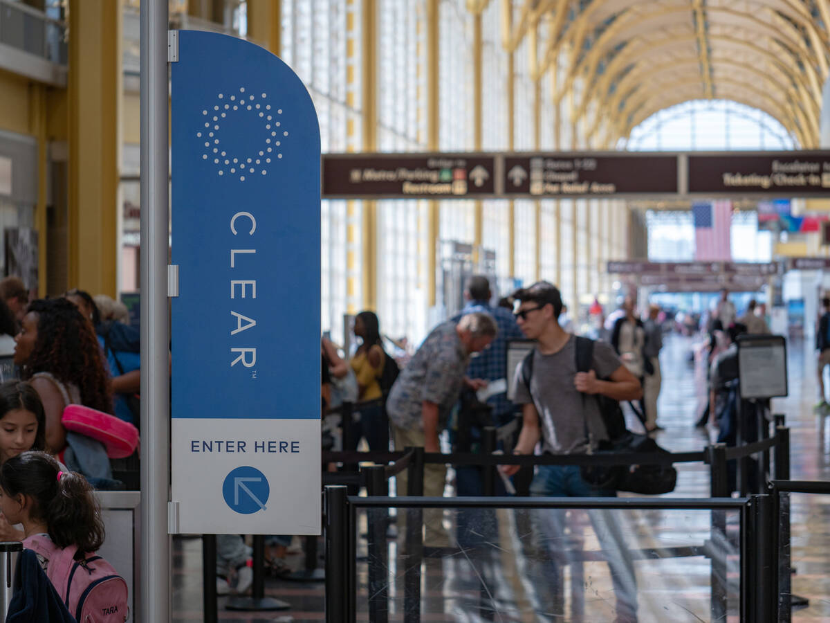 CLEAR, the airport line shortcut service, operates in 2018 at a TSA security checkpoint in San ...