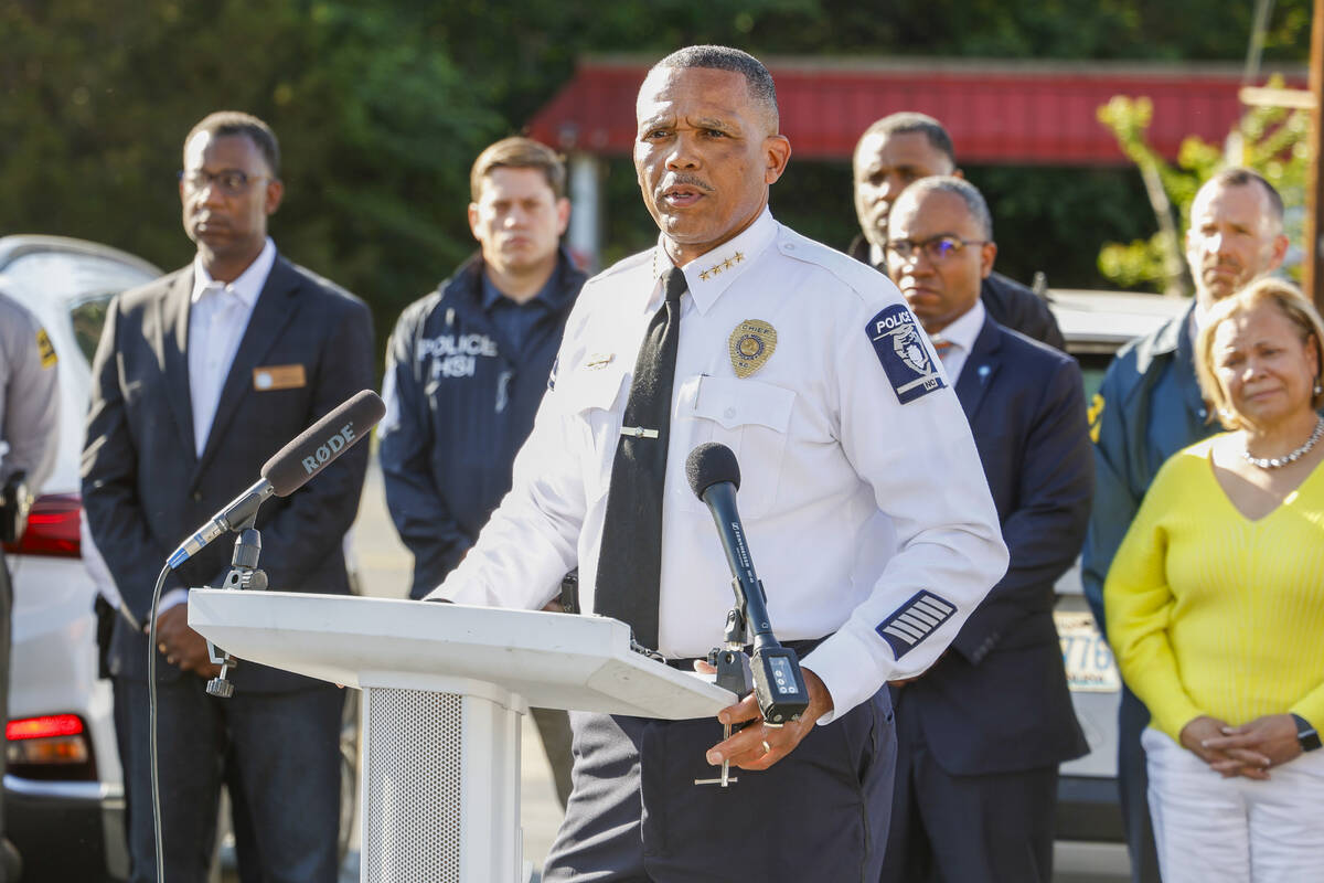 Charlotte-Mecklenburg Police Chief Johnny Jennings speaks at a press conference after multiple ...