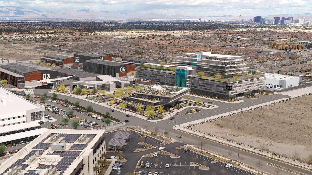 This aerial rendition shows the proposed Nevada Studios Campus, set to be located on the UNLV-o ...
