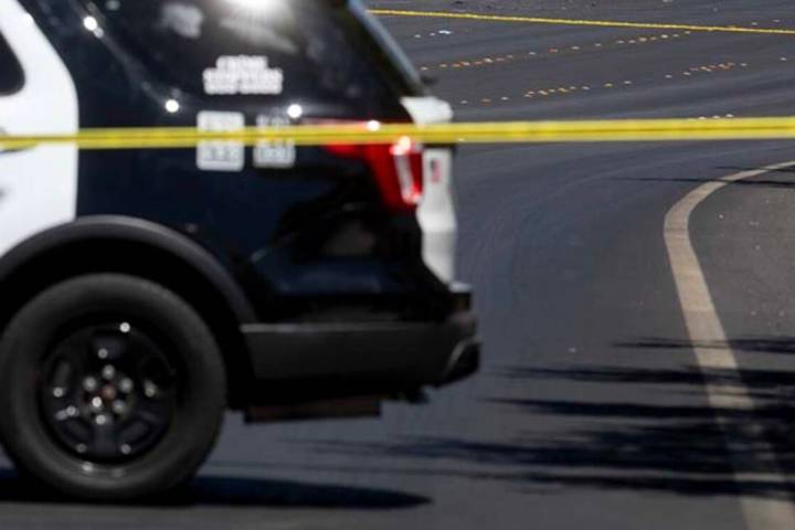 Las Vegas police were investigating the death of a person found shot Sunday, April 28, 2024, in ...