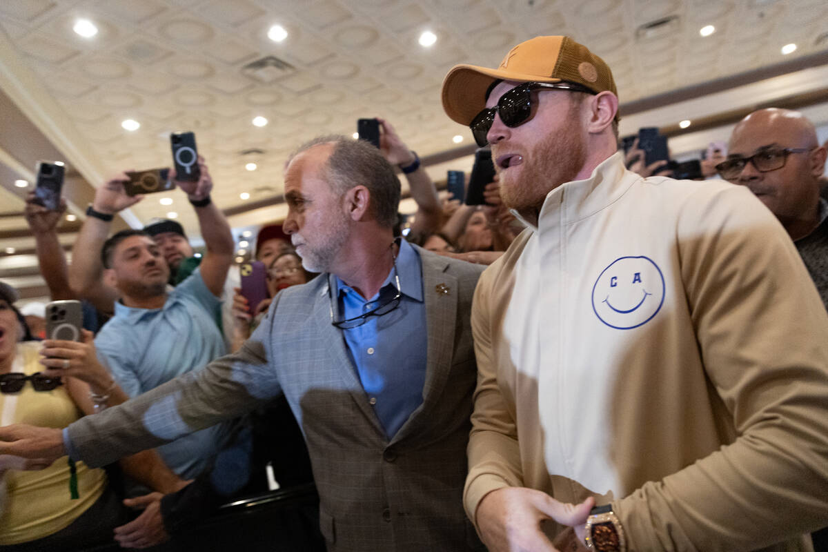 Canelo Alvarez arrives to MGM Grand ahead of his super middleweight boxing bout against Jaime M ...