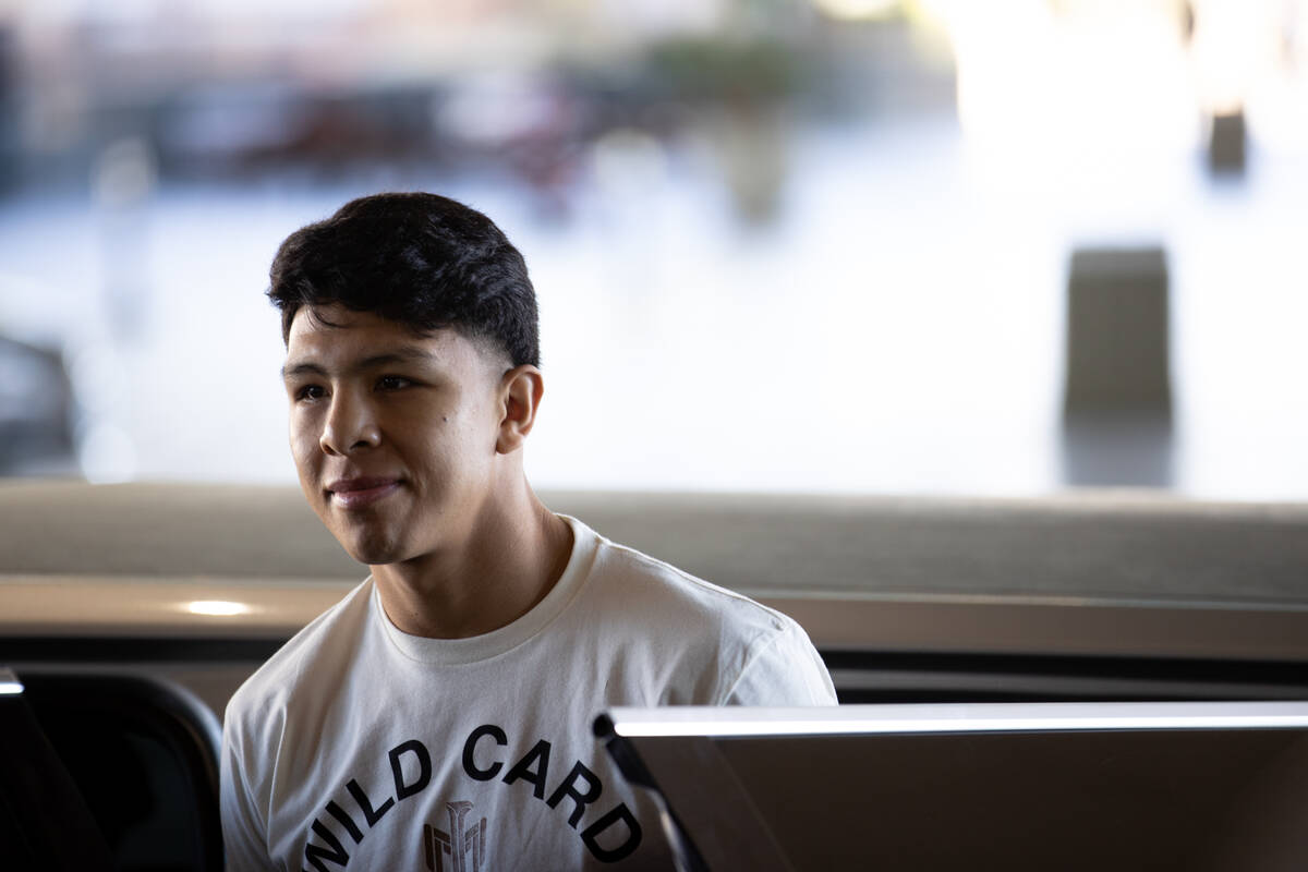 Jaime Munguia arrives to MGM Grand ahead of his super middleweight boxing bout against Canelo A ...