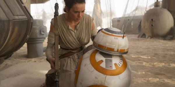 Rey (Daisy Ridley) and BB-8 are seen in "Star Wars: The Force Awakens." (David James/Lucasfilm)