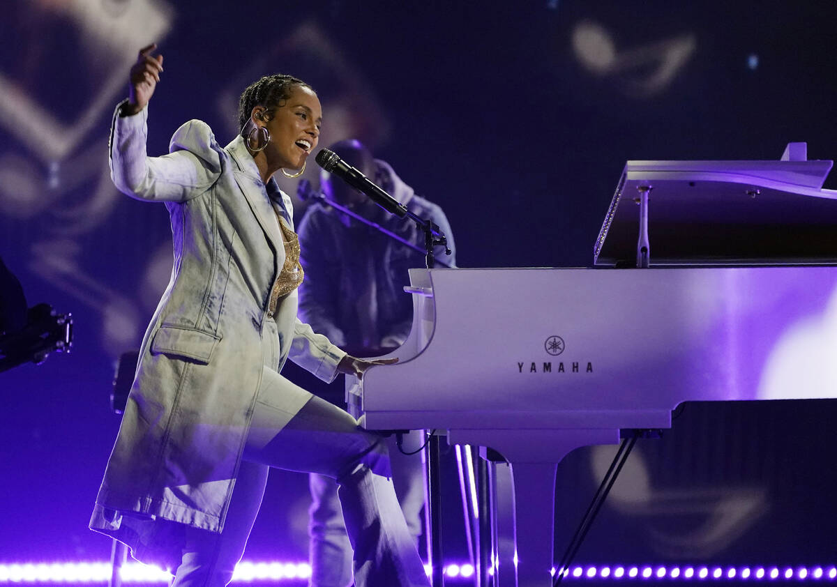 Alicia Keys performs at the Billboard Music Awards, Thursday, May 20, 2021, at the Microsoft Th ...