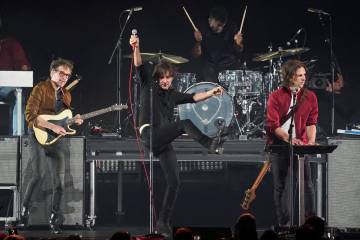 From left, Laurent Brancowitz, Thomas Mars, Thomas Hedlund and Deck d'Arcy of the band Phoenix ...