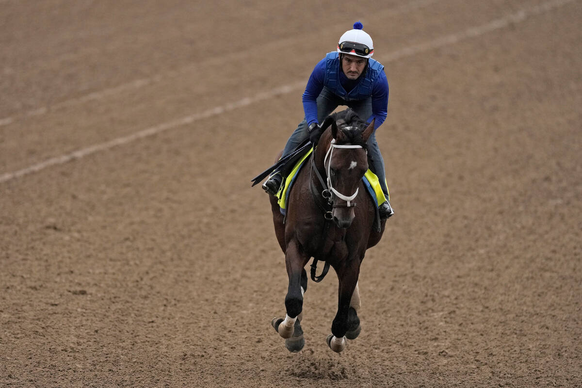 Kentucky Derby hopeful Catching Freedom works out at Churchill Downs Tuesday, April 30, 2024, i ...
