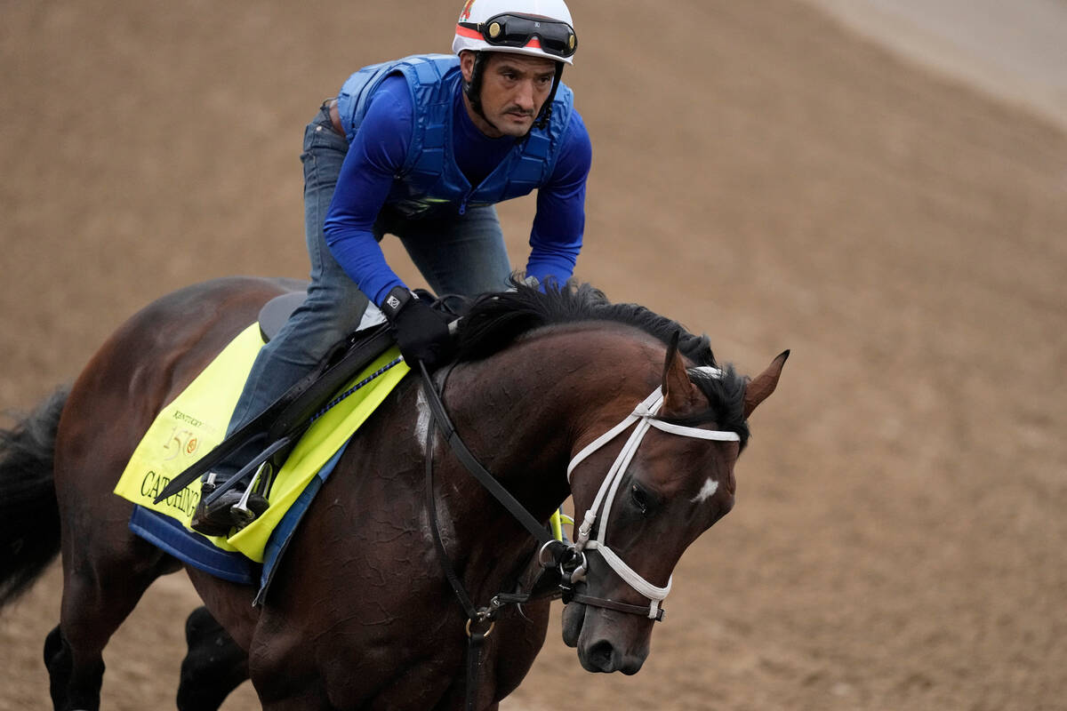 Kentucky Derby hopeful Catching Freedom works out at Churchill Downs Tuesday, April 30, 2024, i ...