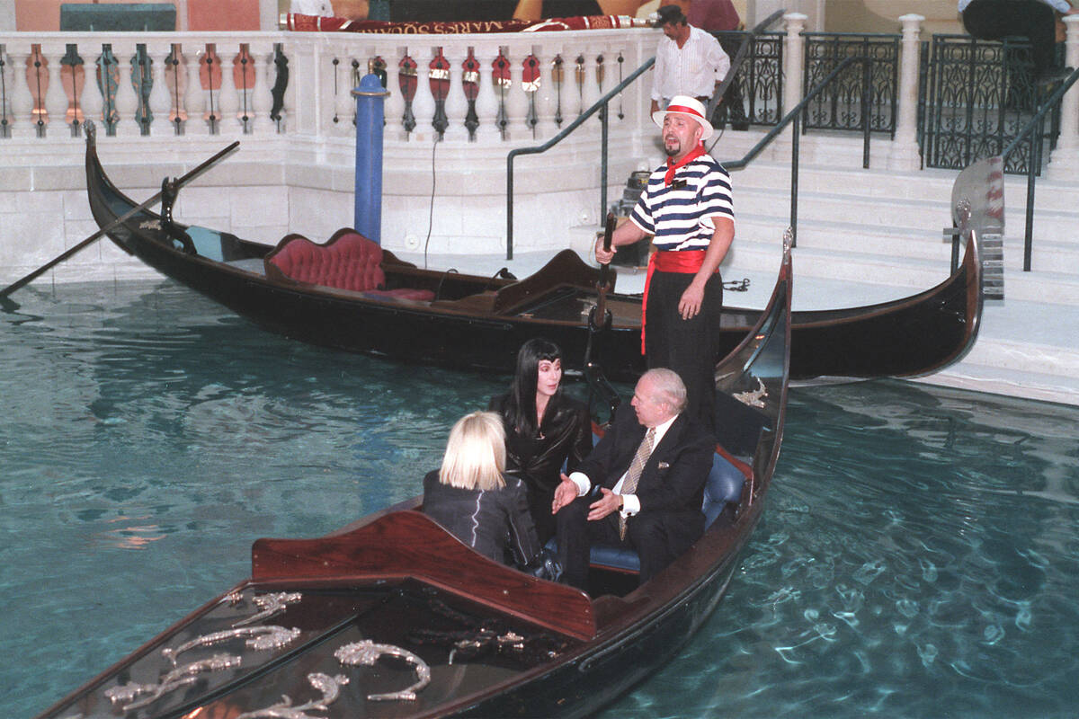 International superstar Cher, center takes a gondola ride through the Grand Canal Shoppes at th ...