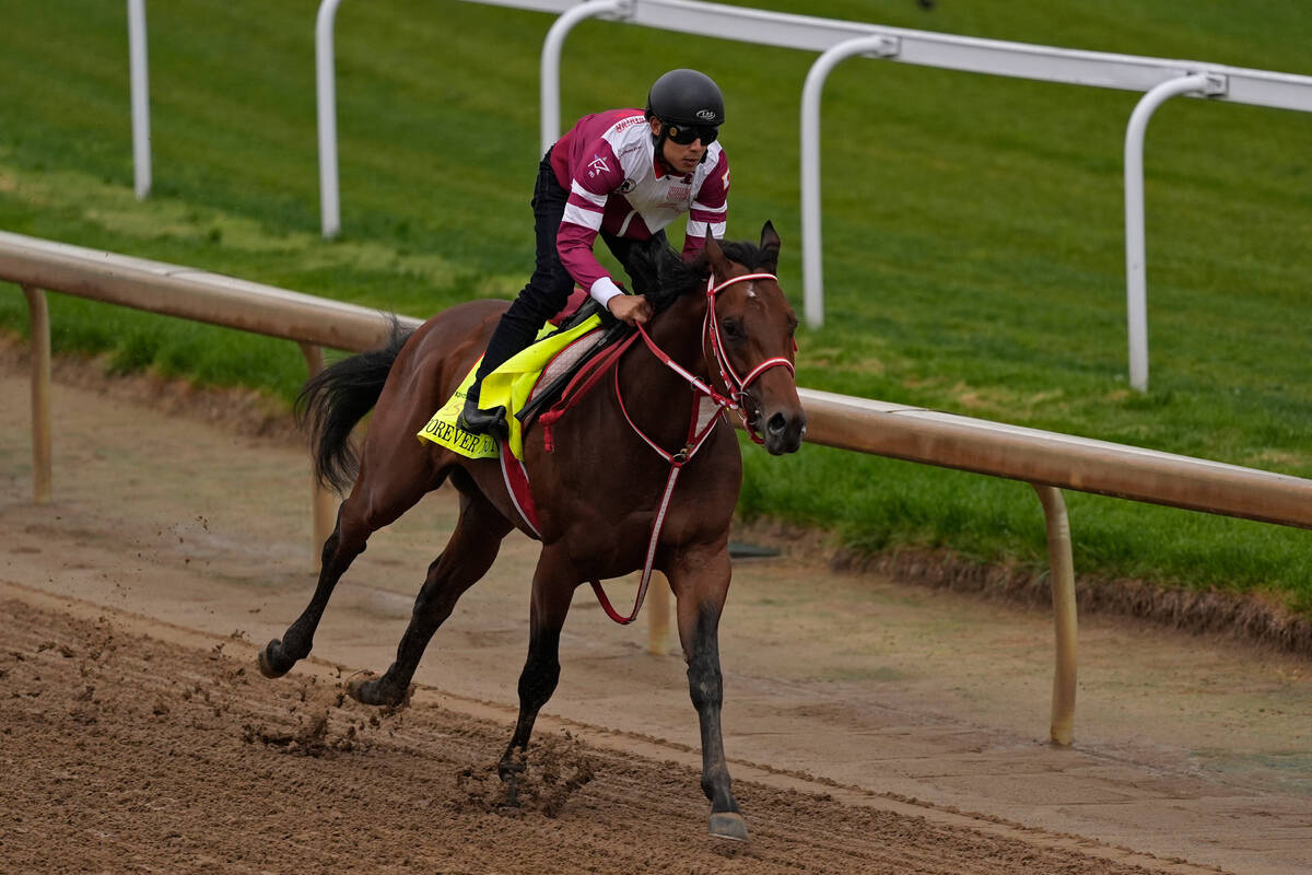Kentucky Derby hopeful Forever Young works out at Churchill Downs Tuesday, April 30, 2024, in L ...