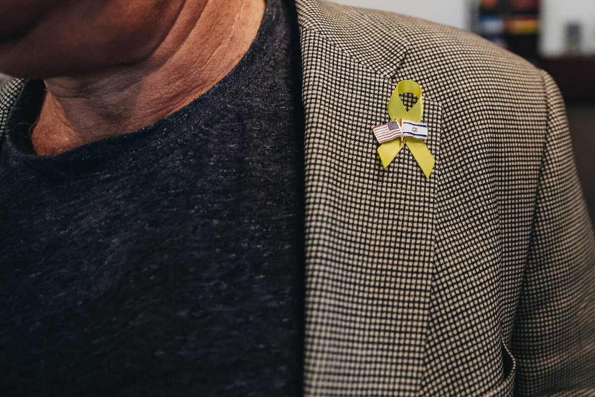 Professor Gregory Brown, who helped found the Jewish Affinity Group at UNLV, wears a lapel pin ...