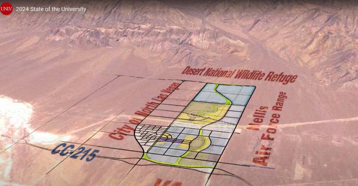 A rough site overview of UNLV's plans for its North Campus that was presented during UNLV Presi ...