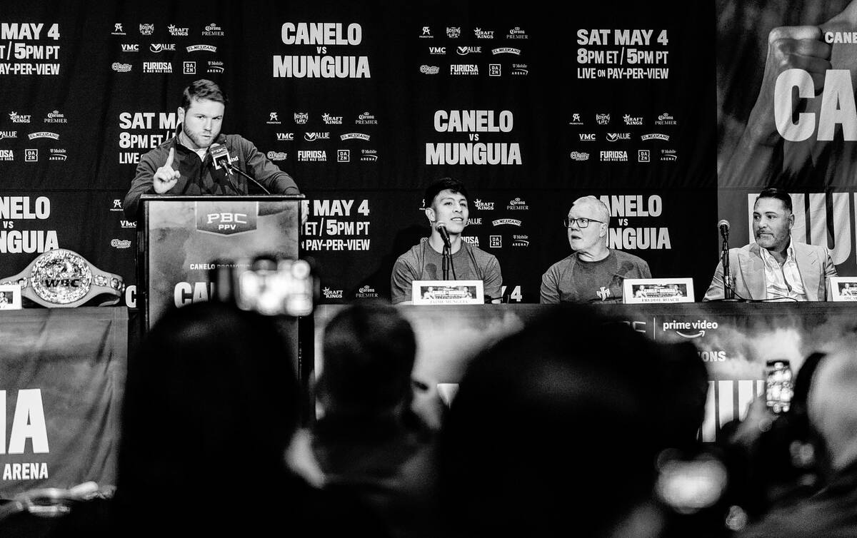 Boxer Canelo Alvarez explains how he will defeat opponent Jaime Munguia joined by trainer Fredd ...