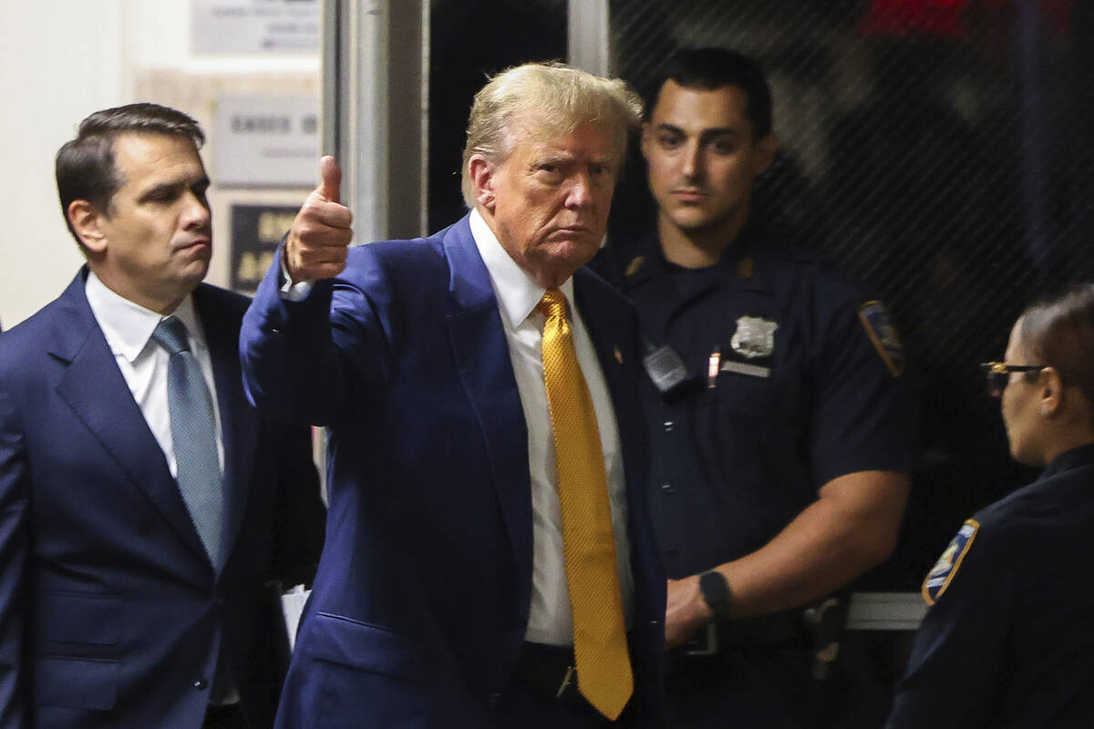 Former President Donald Trump returns to Manhattan criminal court after a break in his trial in ...