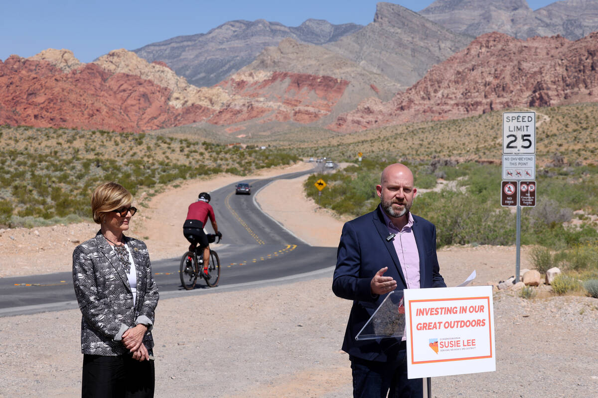 Justin Hopkins, public information officer with Nevada Department of Transportation, speaks dur ...