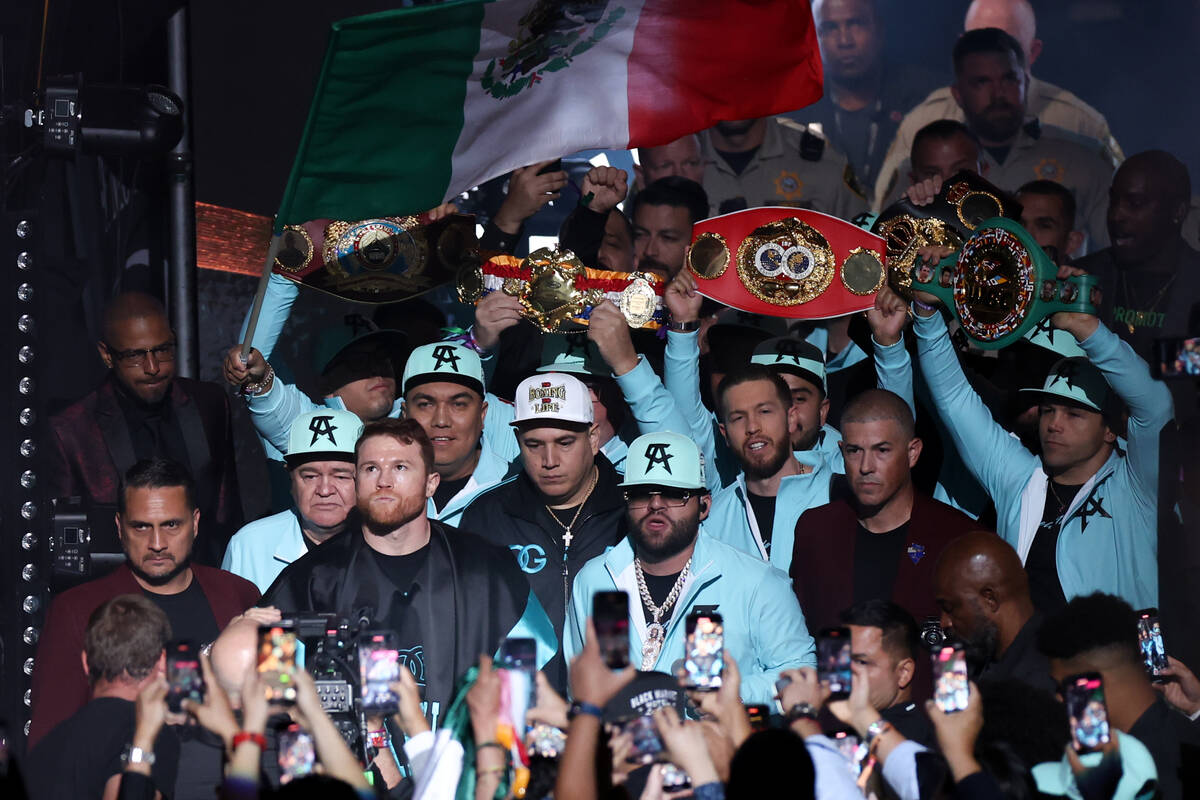 Canelo Álvarez heads toward the ring for an undisputed world super middleweight championsh ...