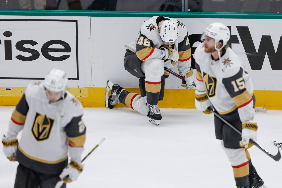 Vegas Golden Knights forward Tomas Hertl (48) and his teammates look on after losing 2-1 in Gam ...