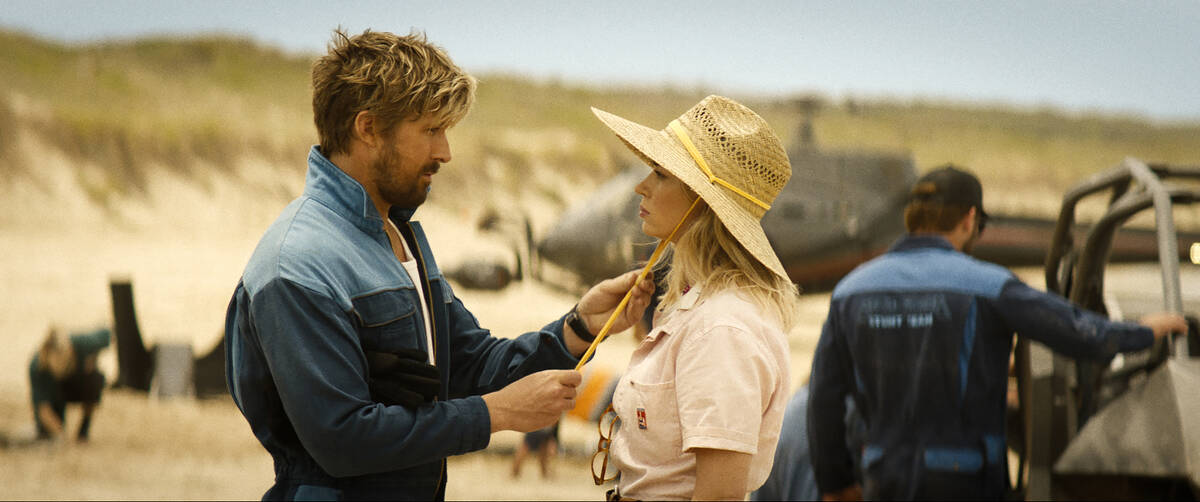 This image released by Universal Pictures shows Emily Blunt, right, and Ryan Gosling in a scene ...