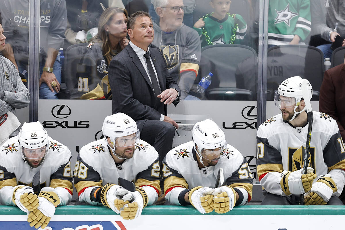 Vegas Golden Knights head coach Bruce Cassidy looks on in Game 7 of an NHL hockey Stanley Cup f ...