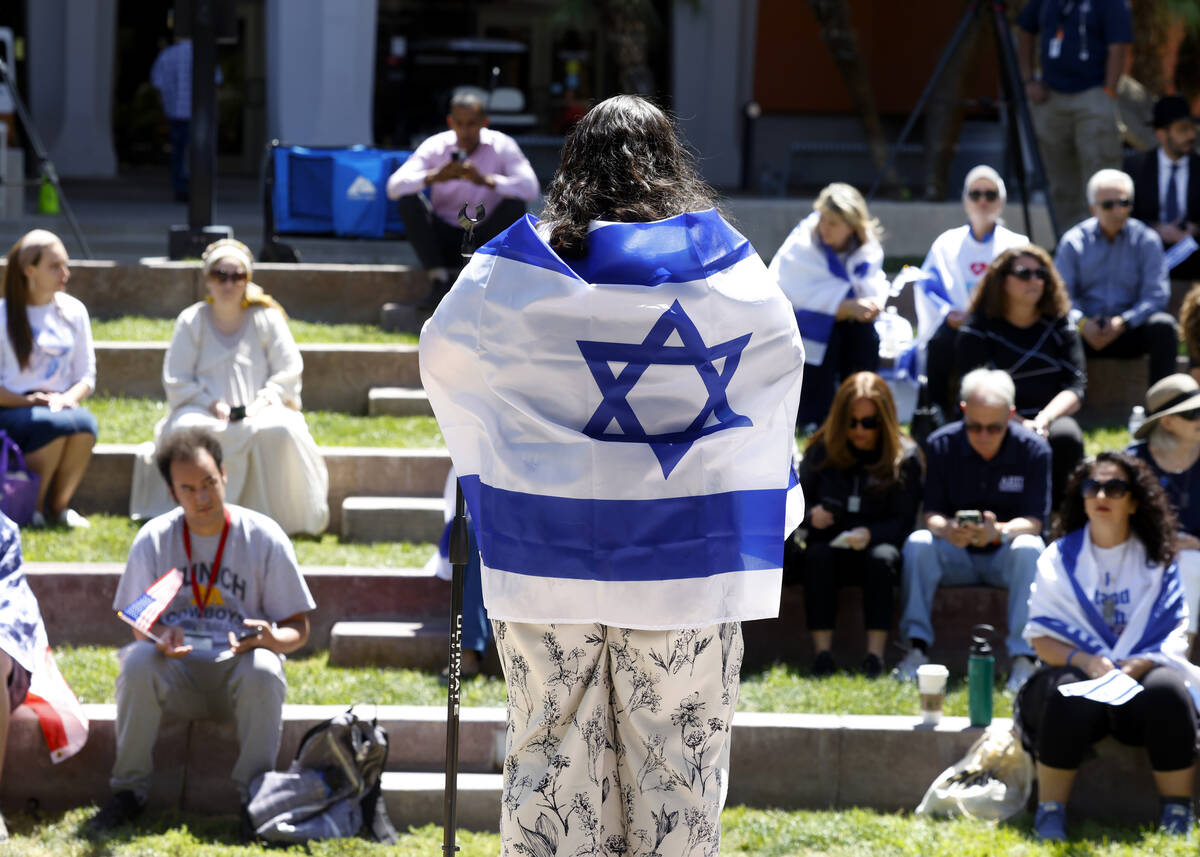 UNLV student Brooke Wingate, right, president of Hillel Las Vegas, a student-led organization t ...