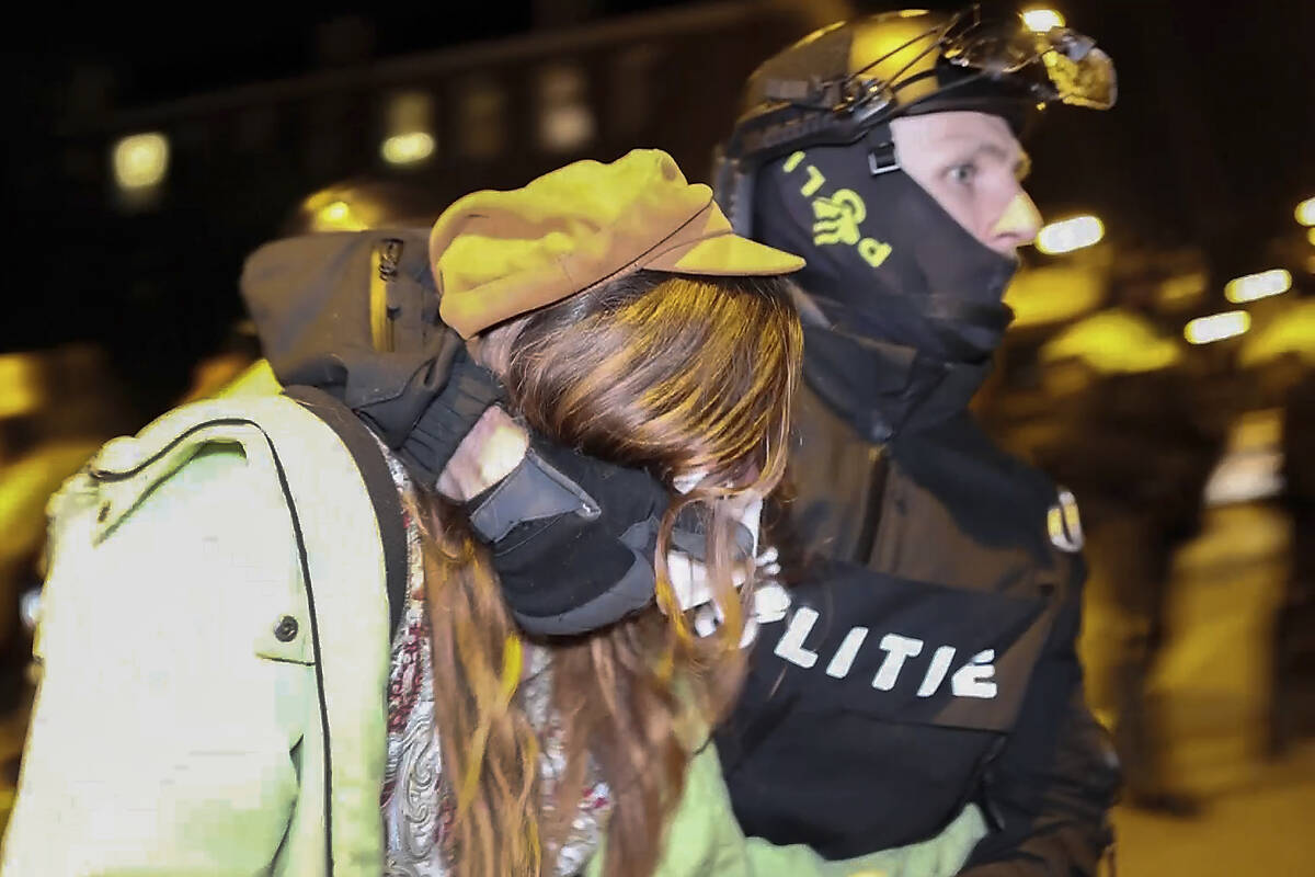 In this image taken from video Police arrests some 125 activists as they broke up a pro-Palesti ...