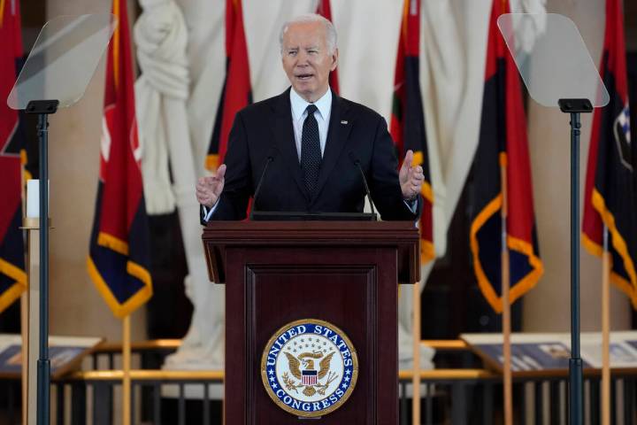 President Joe Biden speaks at the U.S. Holocaust Memorial Museum's Annual Days of Remembrance c ...
