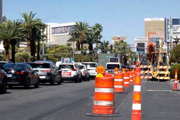 In this file photo from Sept. 22, 2022, construction equipment is seen on Las Vegas Boulevard. ...