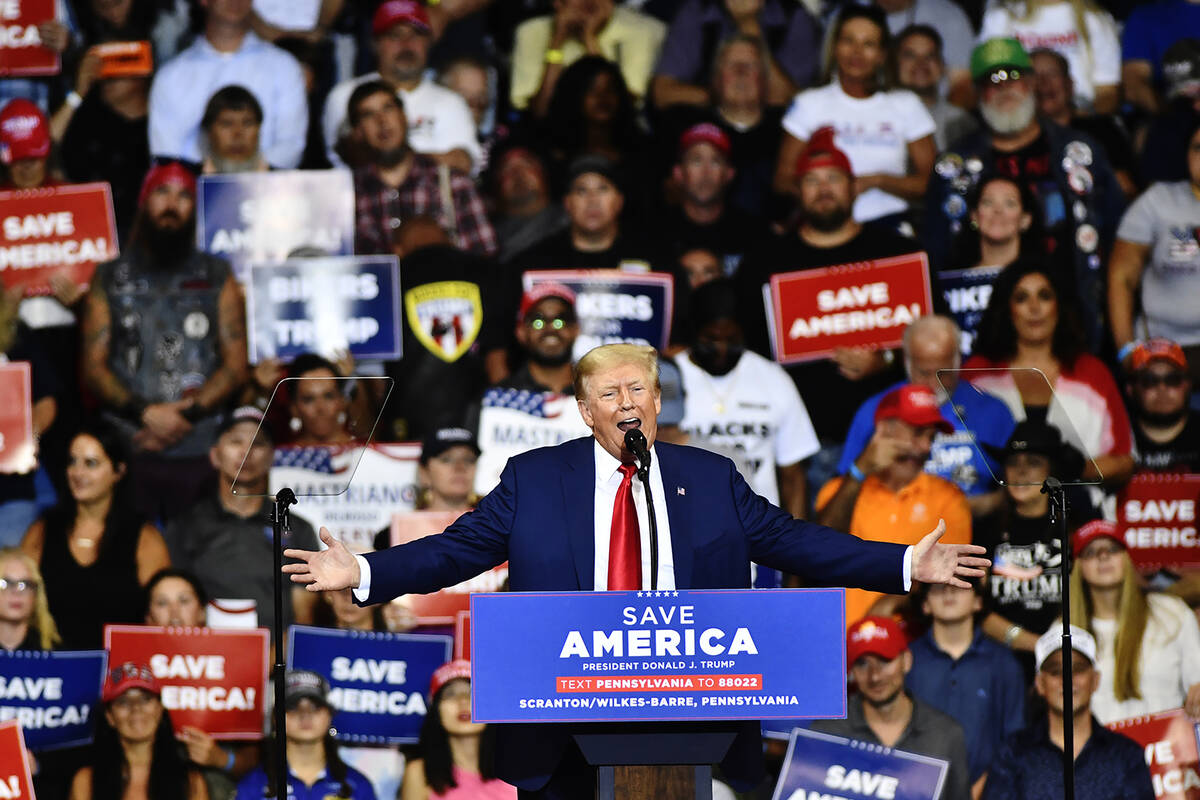 Former President Donald Trump. (Sean McKeag/The Citizens' Voice via AP)