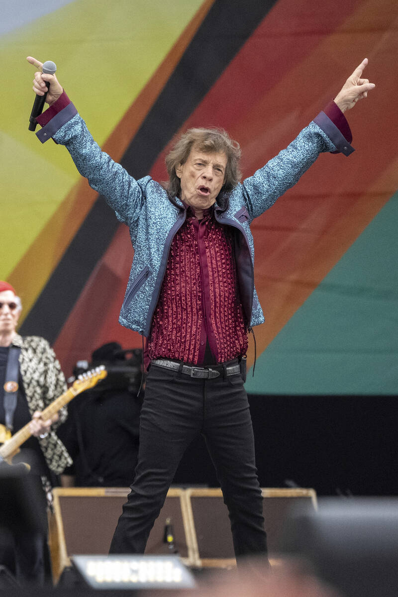 Mick Jagger of the Rolling Stones performs during the New Orleans Jazz & Heritage Festival ...