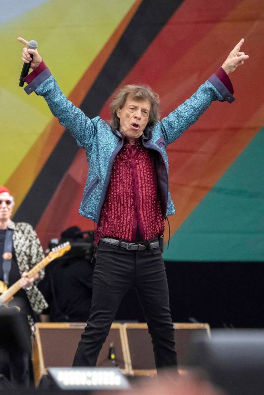 Mick Jagger of the Rolling Stones performs during the New Orleans Jazz & Heritage Festival ...