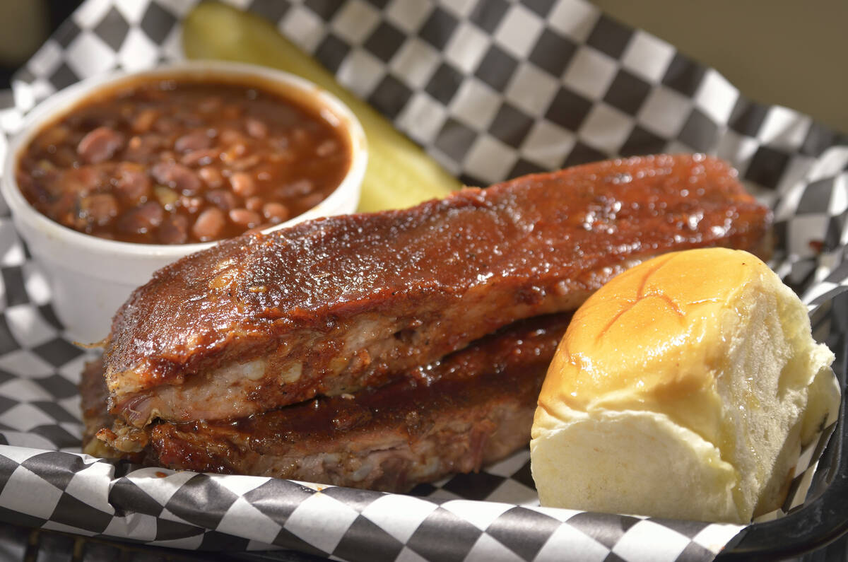 Barbecued ribs are shown at Fox Smokehouse BBQ in Boulder City. (Las Vegas Review-Journal/File)