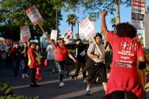 Culinary Local 226 walk the picket lines at the start of a 48 hour strike at Virgin Hotels in L ...