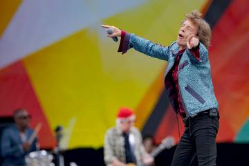 Mick Jagger and Keith Richards, of the Rolling Stones, perform during the New Orleans Jazz and ...