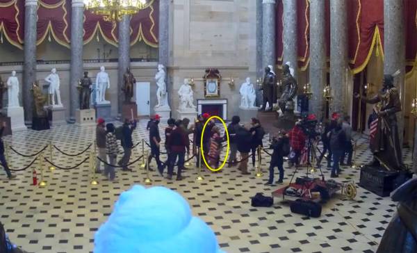 According to the criminal complaint, Christine Barrello continued through Statuary Hall into th ...