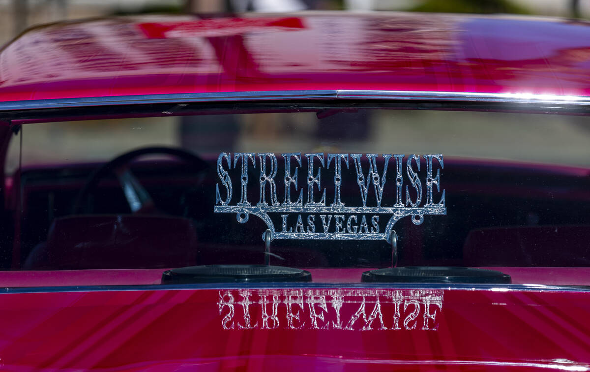 A glittery detail on a lowrider during the Helldorado Parade moving up 4th Street on Saturday, ...
