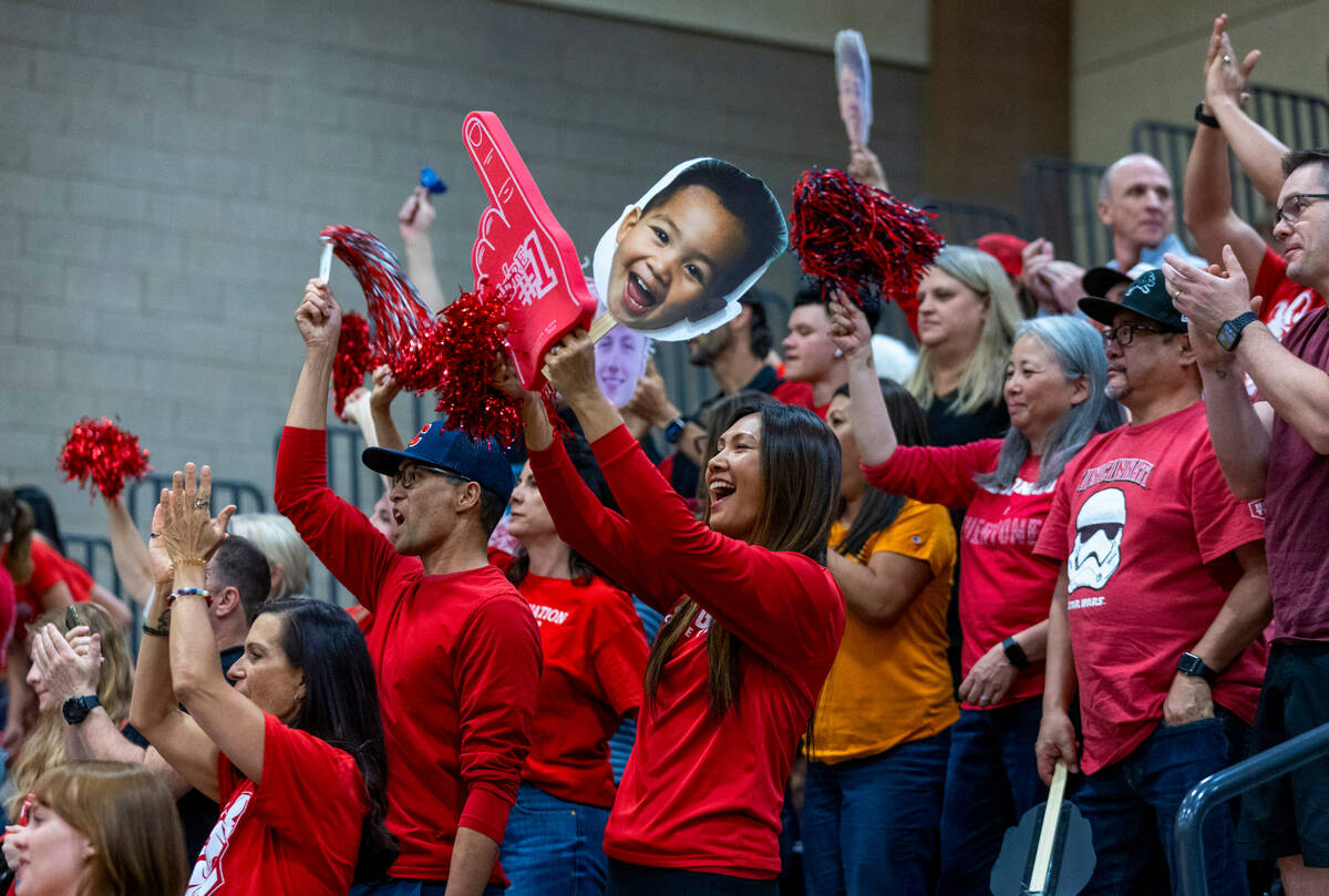 Coronado fans cheer for their players against Palo Verde during the Class 5A boy's volleyball s ...