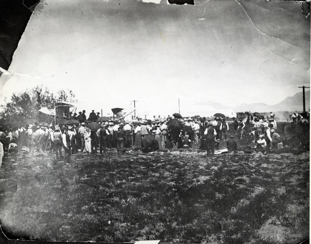 People gather for the May 15, 1905, land auction that established the Las Vegas townsite. (Cour ...