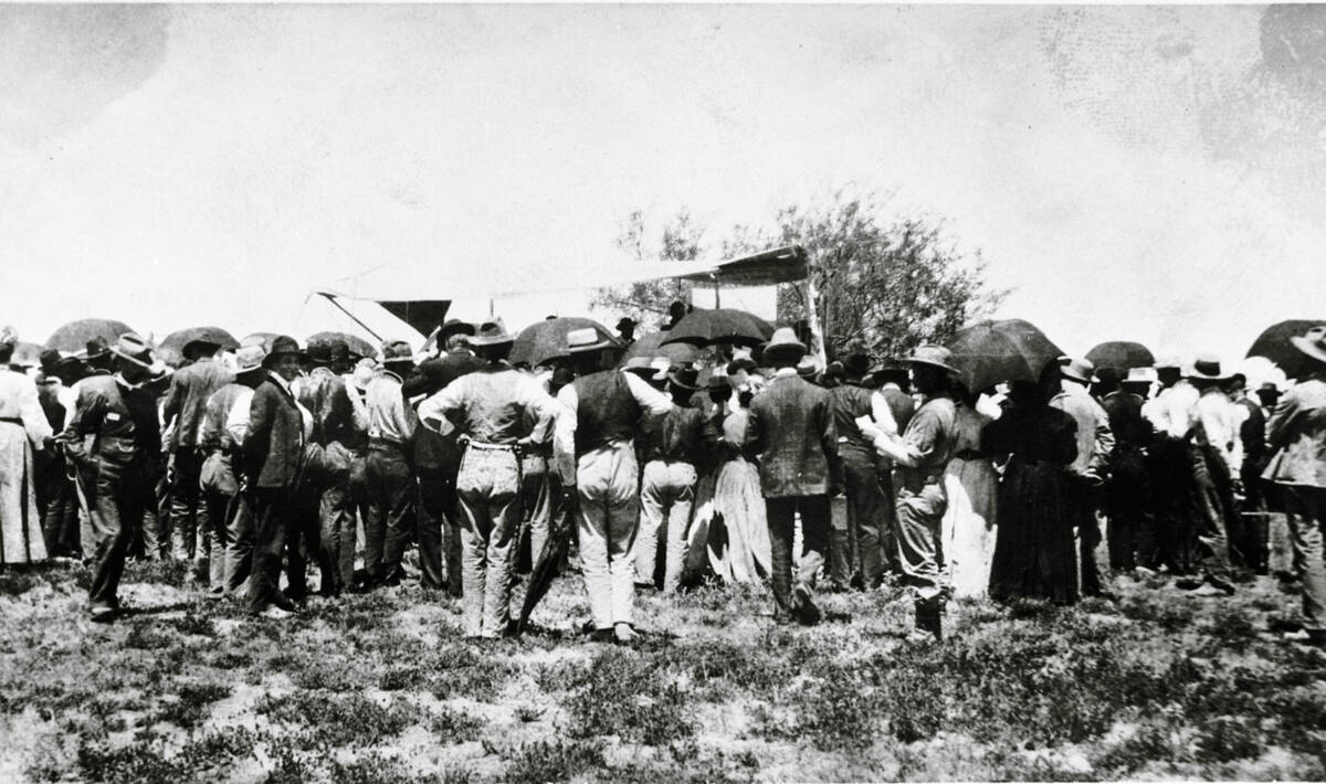 People gather for the May 15, 1905, land auction that established the Las Vegas townsite. (Cour ...