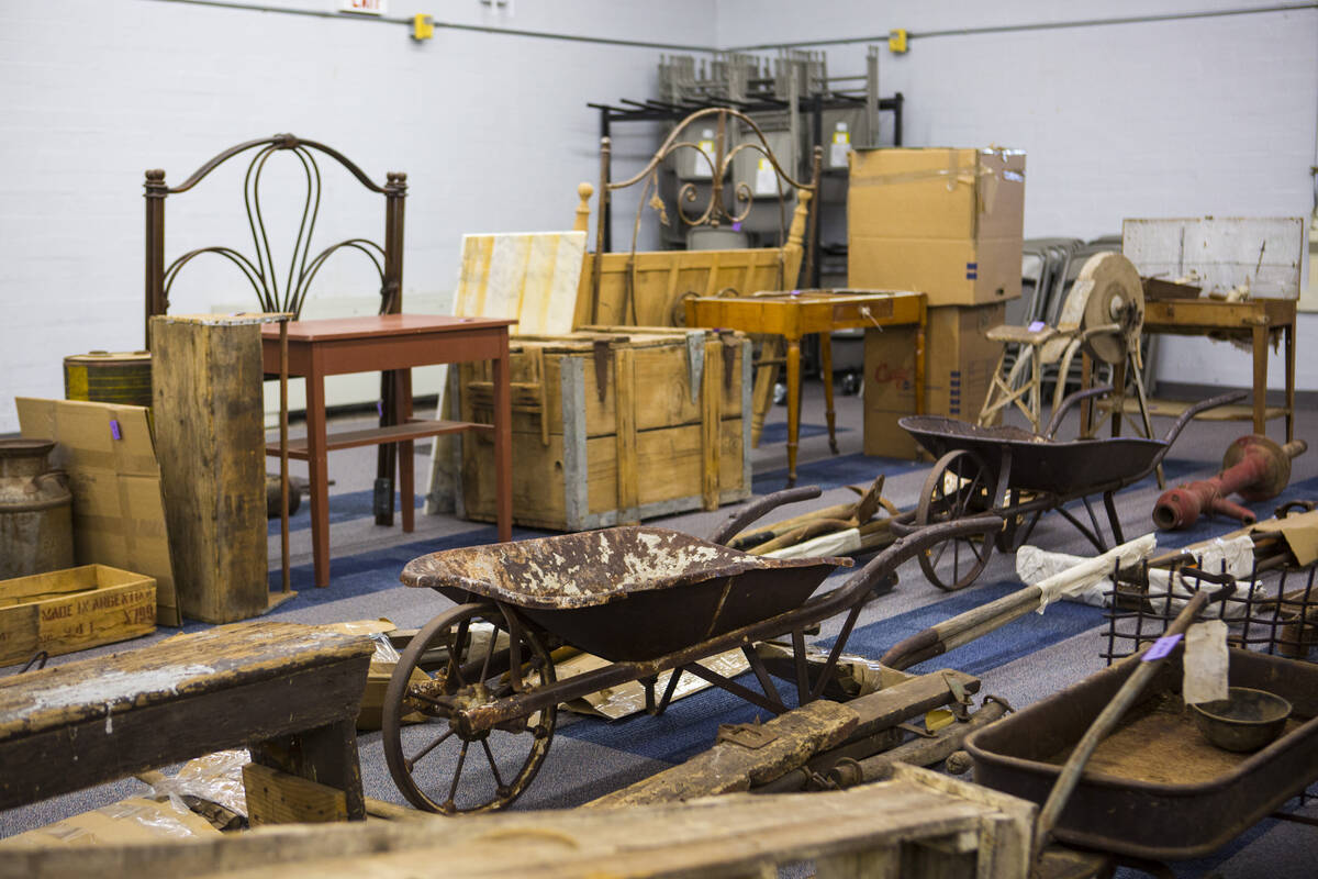 A variety of artifacts, from Walking Box Ranch in Searchlight, are seen at UNLV's Paradise camp ...