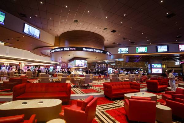 The newly renovated STN Sportsbook at Sunset Station hotel-casino in Henderson, Thursday, May 1 ...