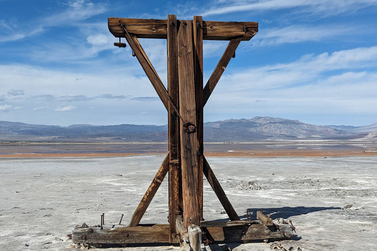 This photo taken March 5, 2024, by the National Park Service shows a historic salt tram tower b ...