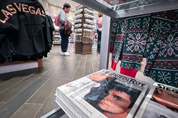 Souvenirs from Siegfried and Roy’s Magic Garden are seen on sale at the Mirage’s ...