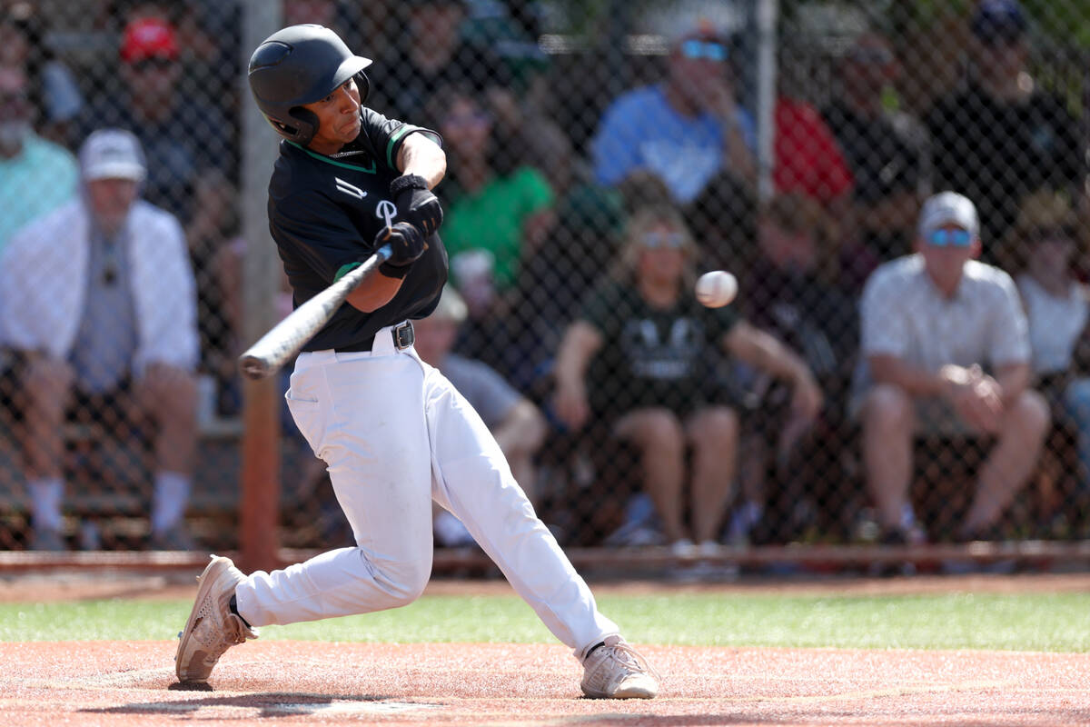 Palo Verde infielder Barrett Johnson (27) bats against Coronado during a Class 5A baseball stat ...