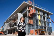 Philanthropist Kris Engelstad of The Engelstad Foundation in front of the construction site for ...