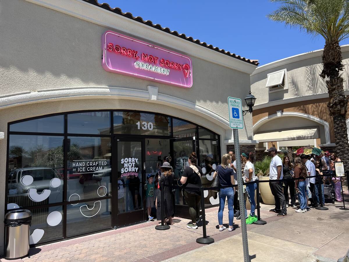 People in line at the new Sorry, Not Sorry Creamery in Centennial Hills, northwest Las Vegas. ( ...