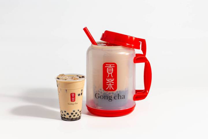 A 2-liter Mega Mug from Gong cha, the global bubble (or boba) tea shop that is set to open its ...